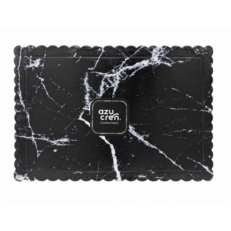 Bandeja Rendada Rectangular 30 x 25cm Mármore Negro