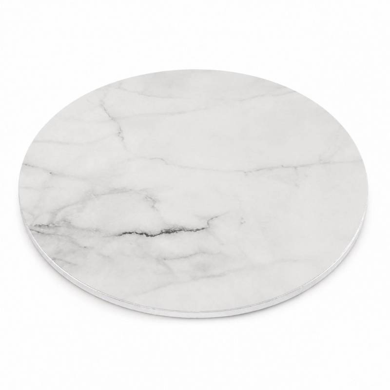 Base Redonda Alta 20cm Mármore Branco