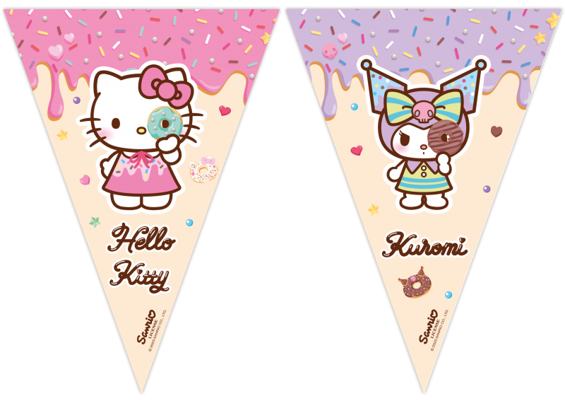 Bandeirolas Hello Kitty e Kuromi