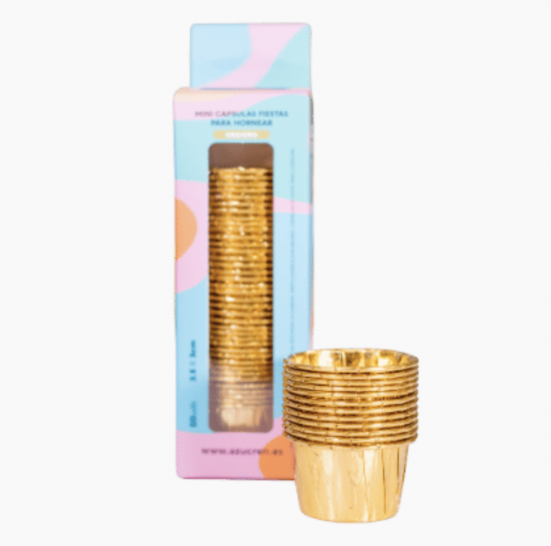 50 Mini Forminhas de Cupcake Dourado