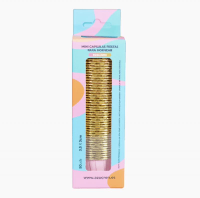 50 Mini Forminhas de Cupcake Rosa e Dourado