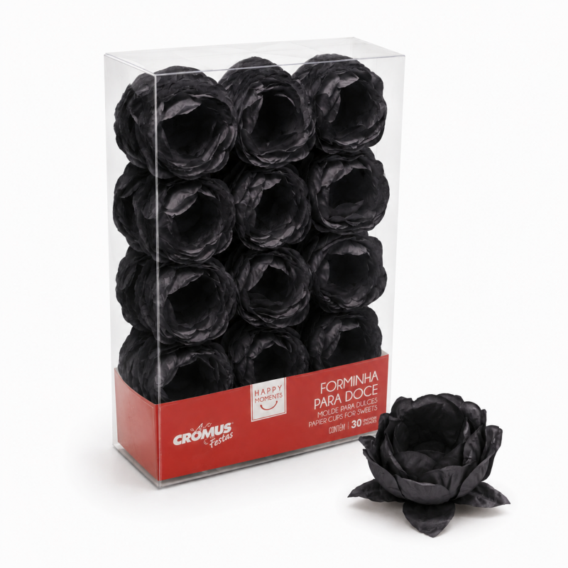 30 Flores para Brigadeiro Flora Preto