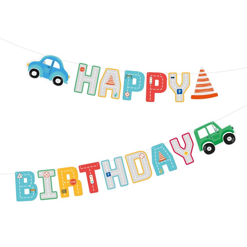 Faixa Happy Birthday Carros