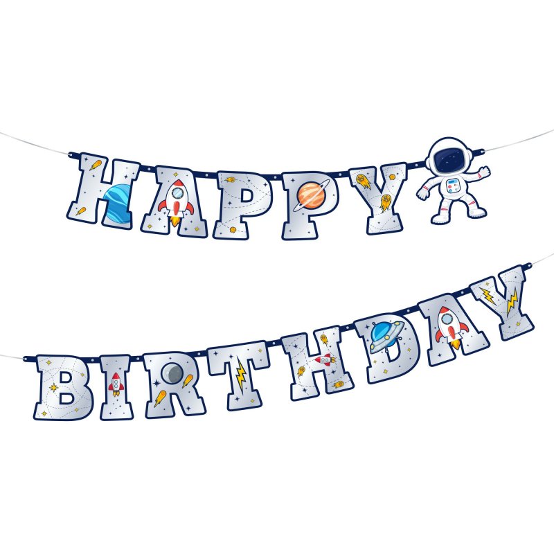 Faixa Happy Birthday Espaço / Astronauta