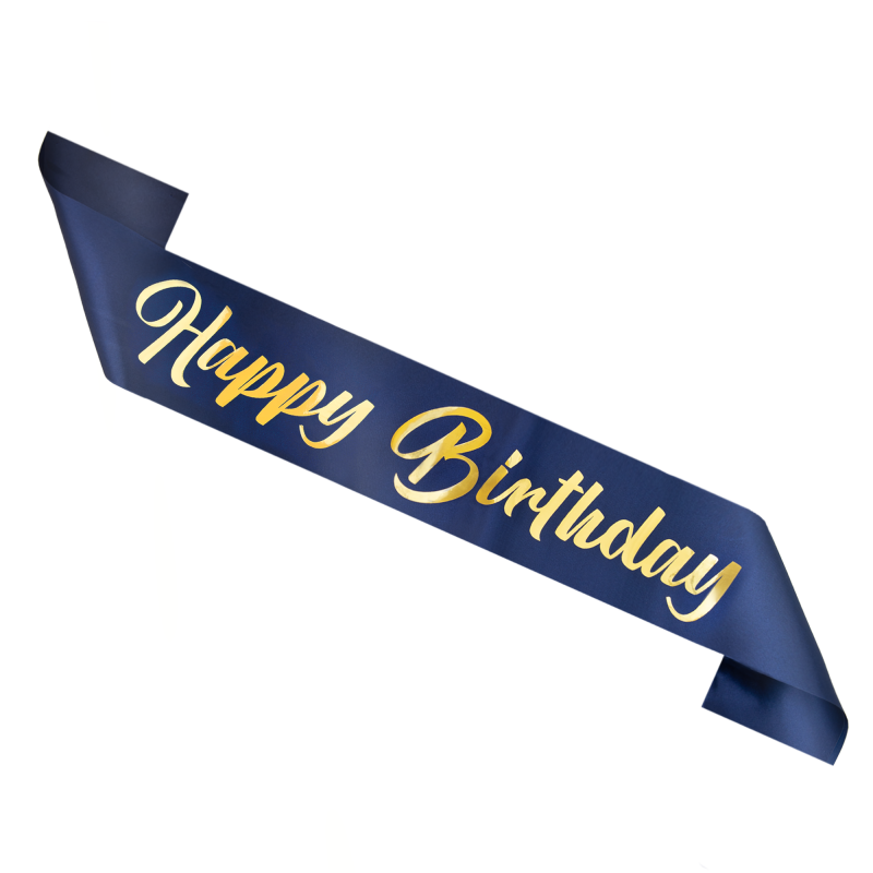 Faixa Happy Birthday Azul Navy