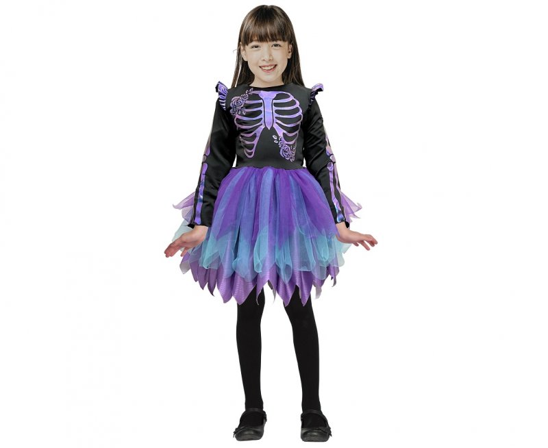 Fato Vestido Esqueleto Roxo 110/120cm