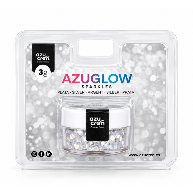 Flocos de Glitter Azuglow Sparkle Prata