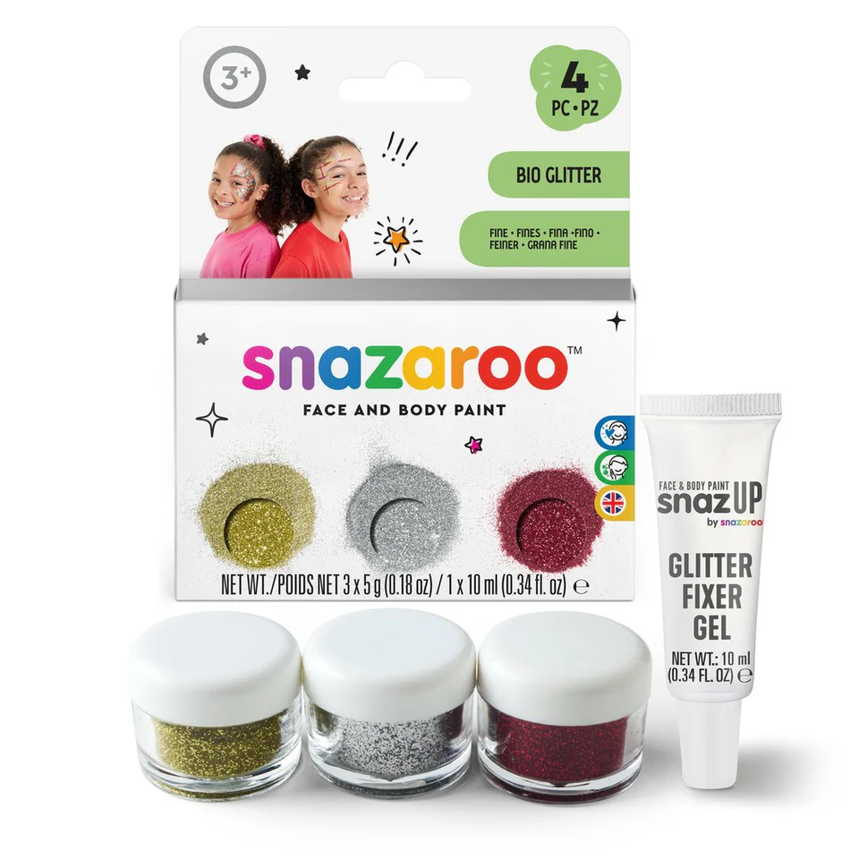 Snazaroo Kit 3 Bio Glitter Purpurina Fina