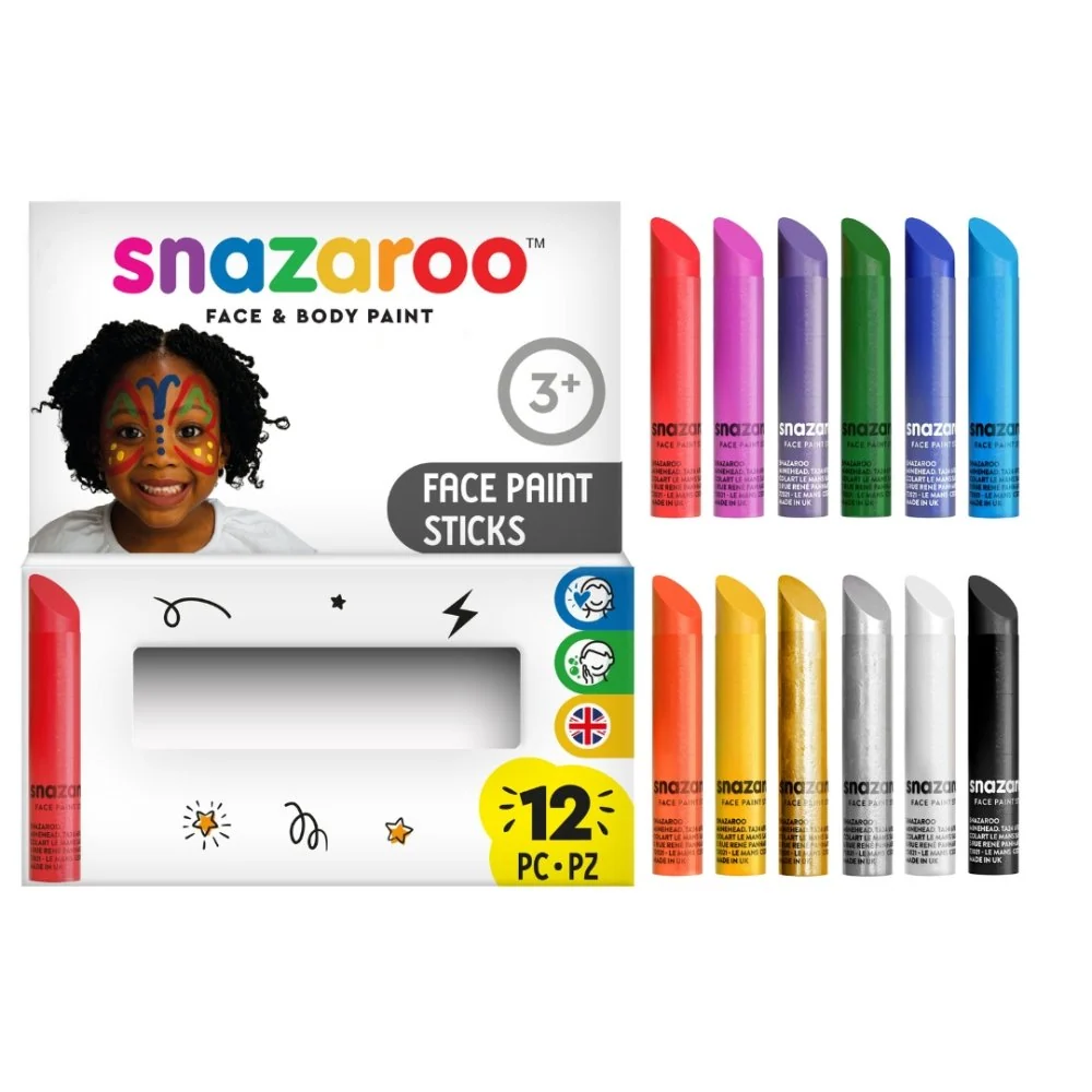 Snazaroo 12 Barras para Pinturas Faciais 