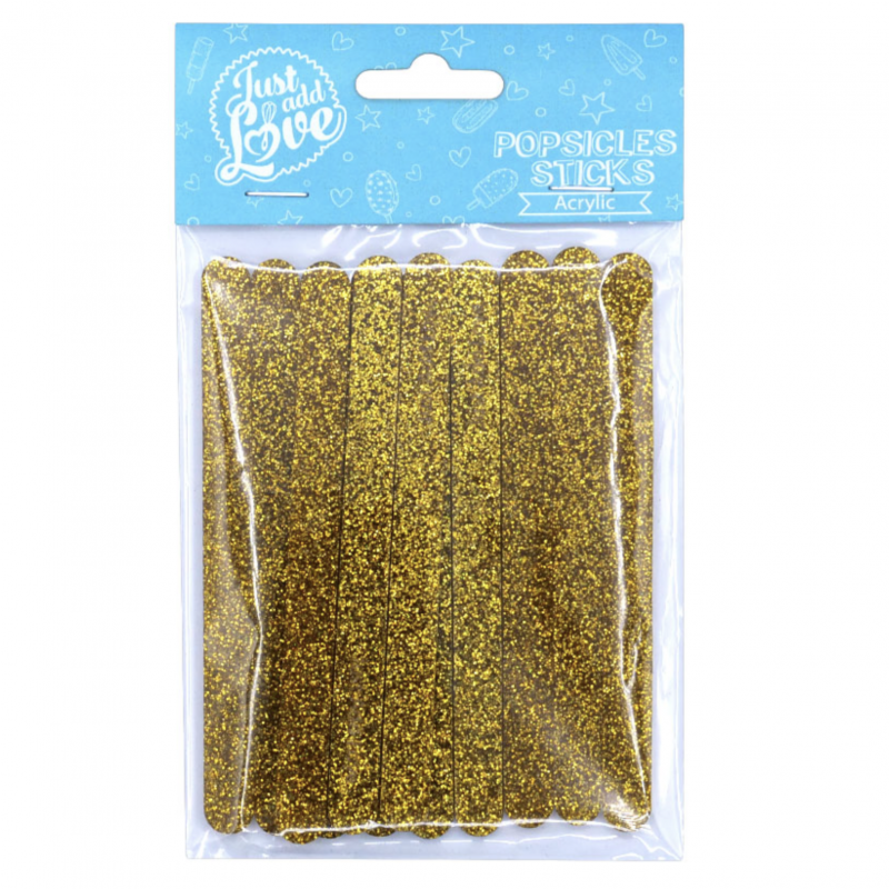 12 Popsicle Sticks Glitter Ouro