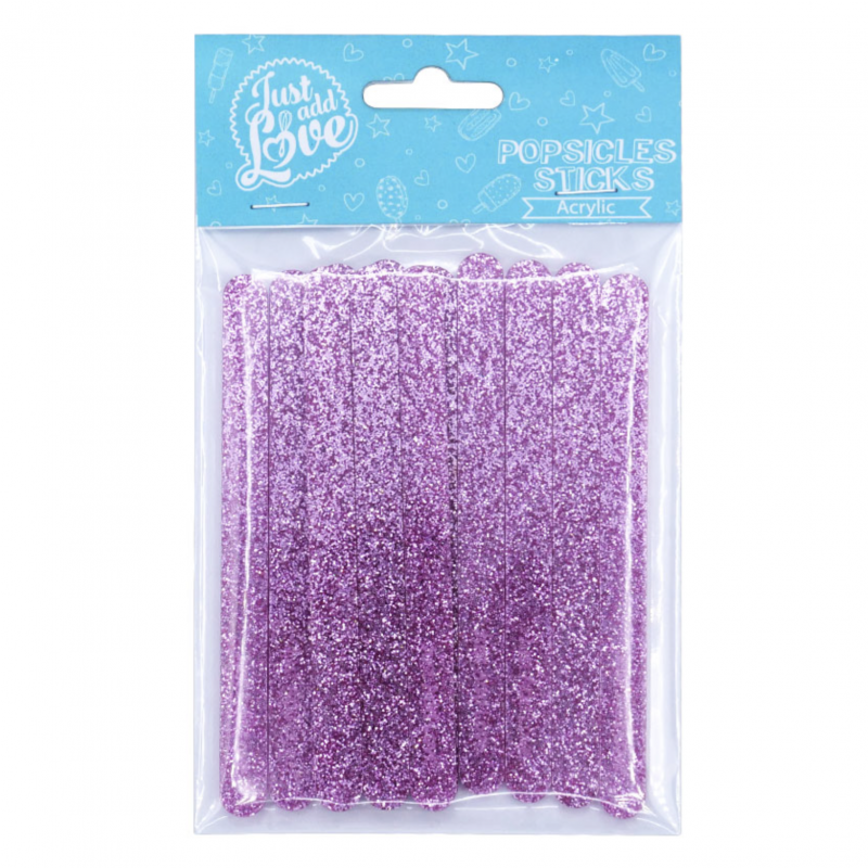 12 Popsicle Sticks Glitter Rosa