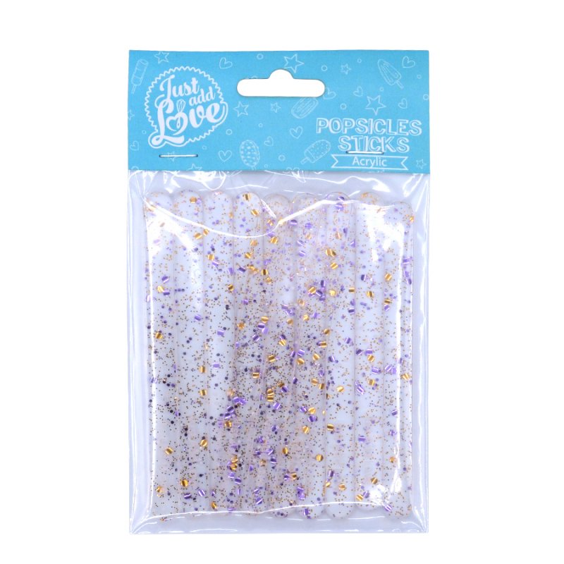12 Popsicle Sticks Transparente com Salpicos