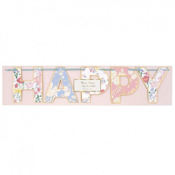 Faixa Floral Happy Birthday English Garden Faixa Floral Happy Birthday English Garden