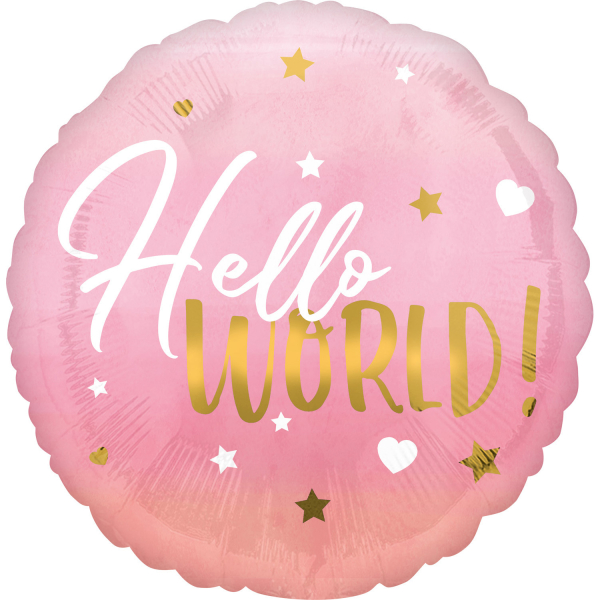 Balão Hello World Rosa