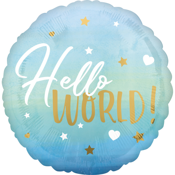Balão Hello World Azul