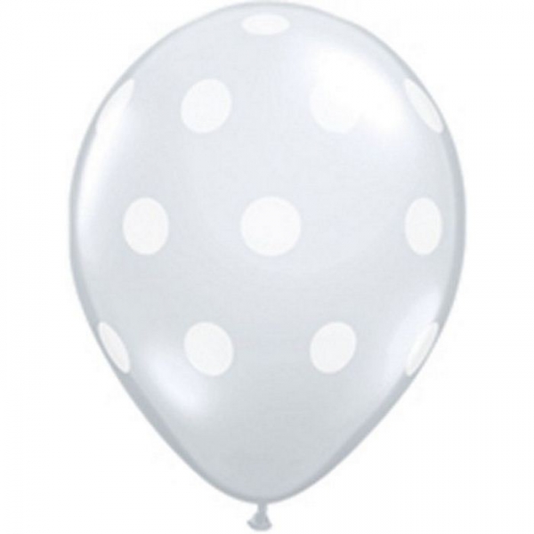 Unidade Balão Latex Transparente Bolinhas Brancas