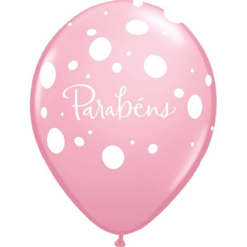 Balão Latex Parabéns Rosa