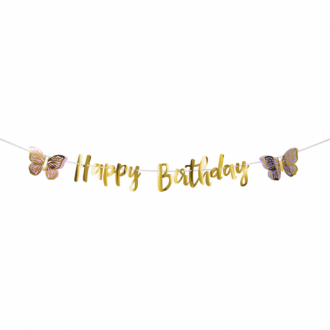 Faixa Happy Birthday Borboletas