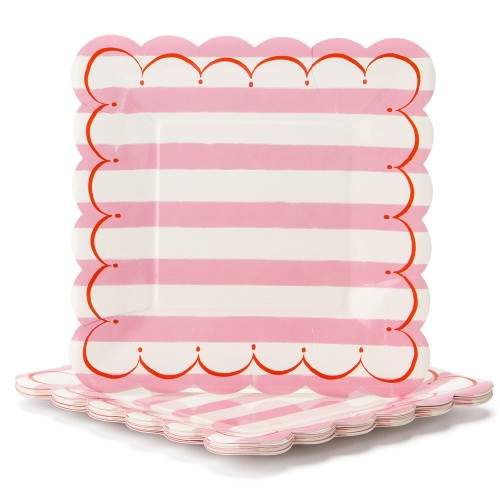 Pratos Grandes Riscas Rosa