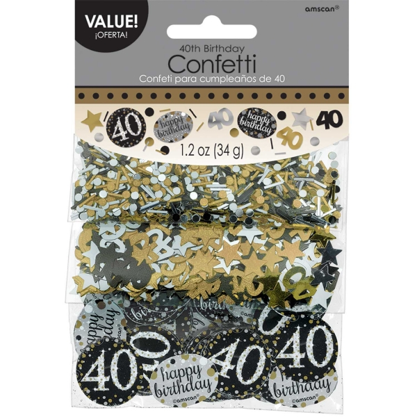 Confetti 40 Preto/Prata/Dourado