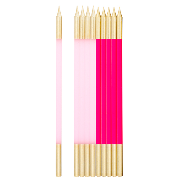 Velas Altas Rosa e Ouro