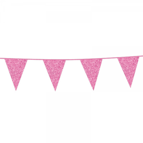 Bandeirolas Glitter 6m Rosa Bebé