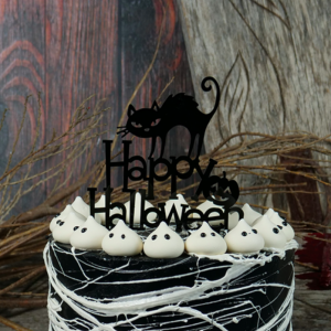 Topper Acrílico Preto Happy Halloween