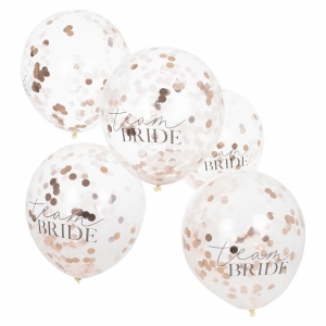 Balões confetti Rose Gold e Blush Team Bride