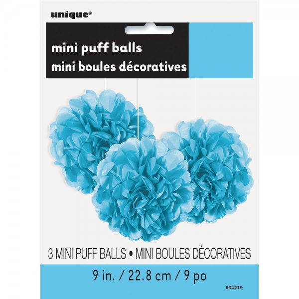 3 Mini Pompons Azul Claro