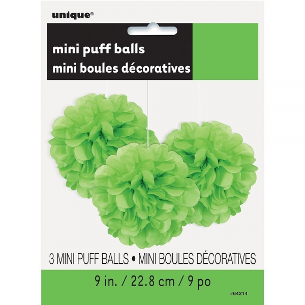 3 Mini Pompons Verde Lima