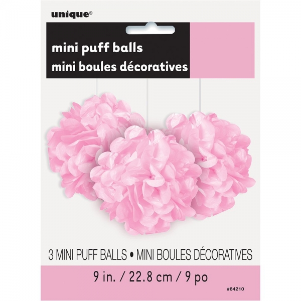 3 Mini Pompons Rosa Claro