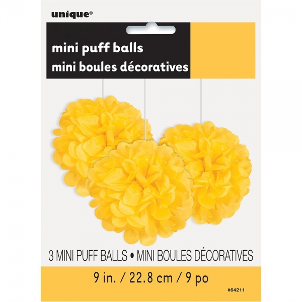3 Mini Pompons Amarelos 3 Mini Pompons Amarelos