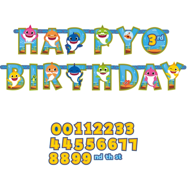 Faixa Happy Birthday Baby Shark