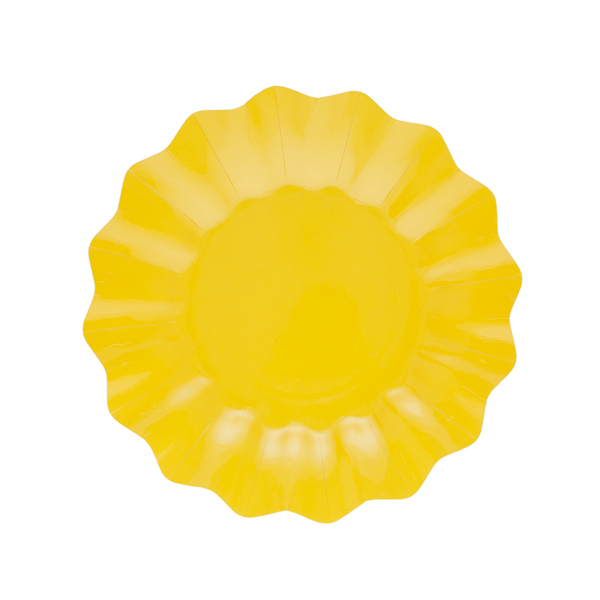 8 Pratos Biodegradáveis 21cm Amarelos