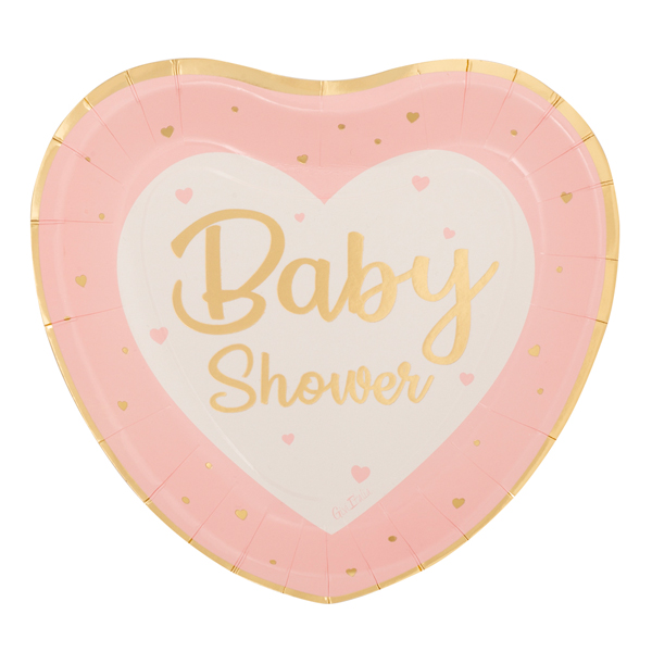 Pratos Coração Baby Shower Rosa
