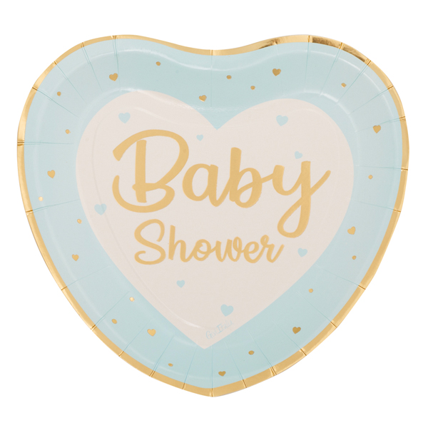 Pratos Coração Baby Shower Azul