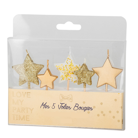 5 Velas Estrelas Douradas