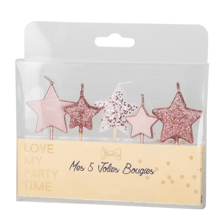 5 Velas Estrelas Rose Gold