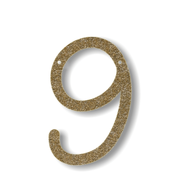 Número Dourado com Glitter 9