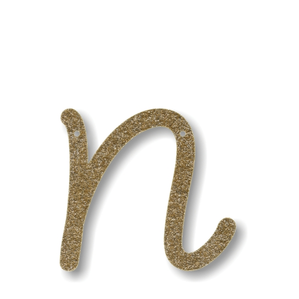 Letra Dourada com Glitter N