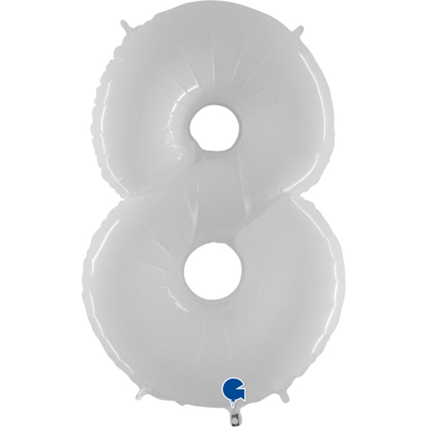 Balão Número 8 Branco Brilhante
