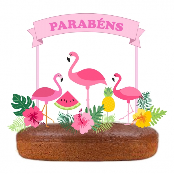Topo de Bolo Flamingos