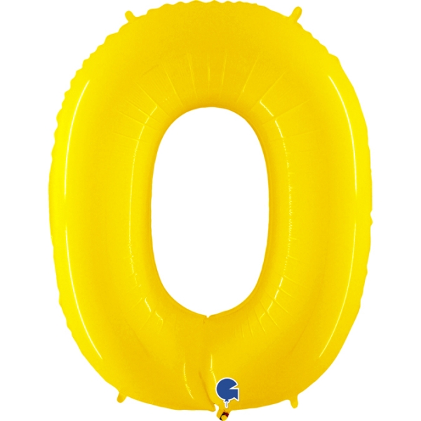 Balão Número 0 Amarelo Brilhante
