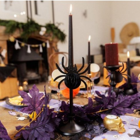 3 Aranhas de Papel e Glitter Preto 