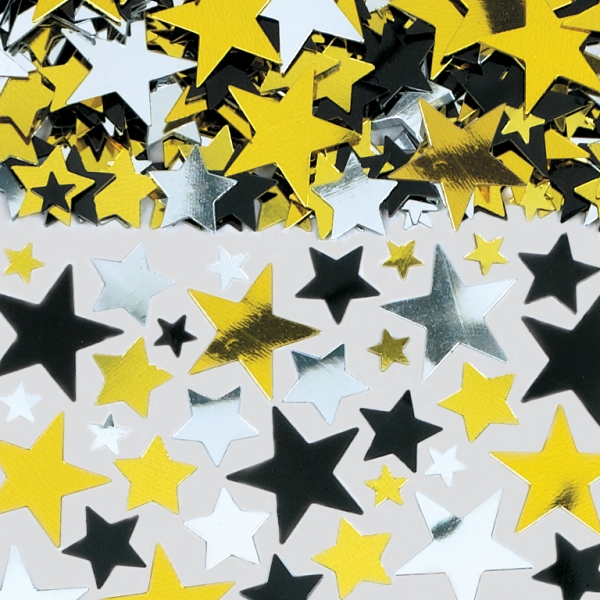 Confetti Estrelas Douradas/Pretas/Prateadas