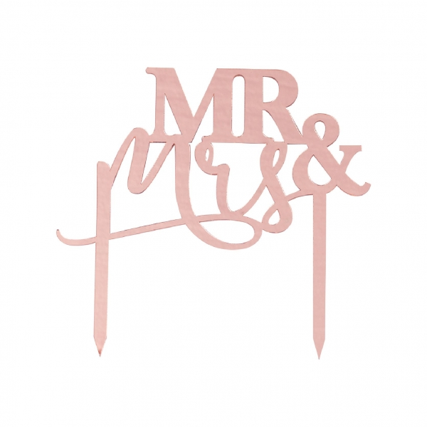 Topo de Bolo Mr.&Mrs. Rose Gold Topo de Bolo Mr.&Mrs. Rose Gold