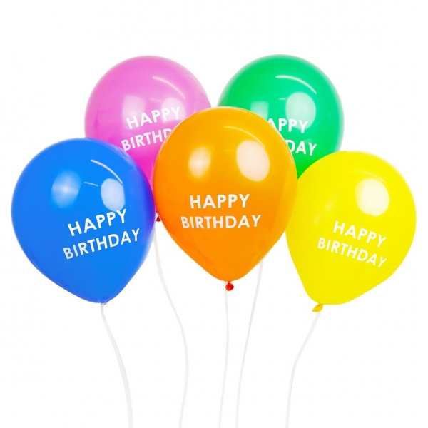 5 Balões Rainbow Happy Birthday