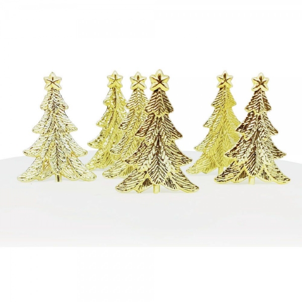 Mini Decoração Pick Pinheiro Dourado Mini Decoração Pick Pinheiro Dourado
