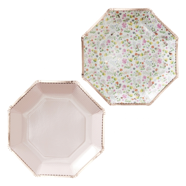 Pratos Florais com Rose Gold