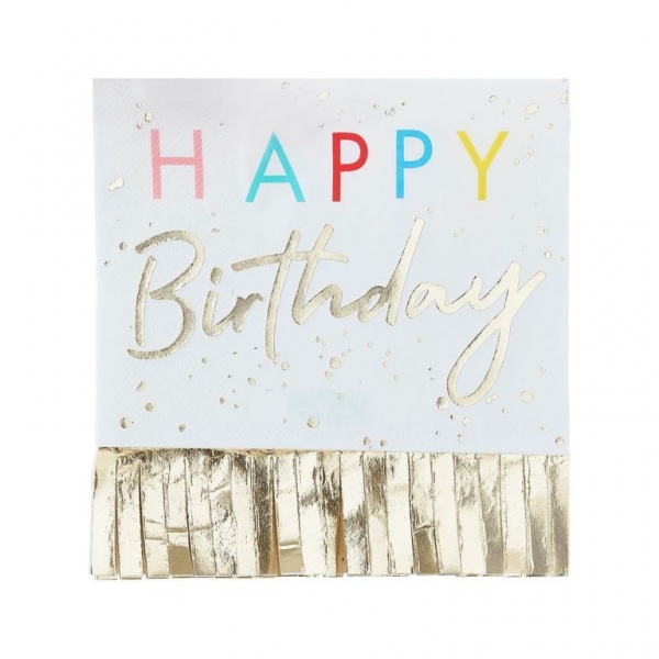 Guardanapos Franjados Happy Birthday